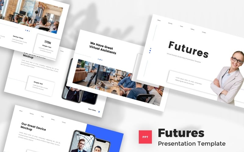 Futures - Virtual Assistant & Secretary Powerpoint Template PowerPoint Template