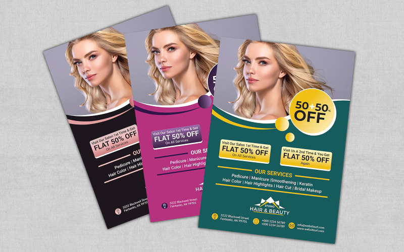 Hair & Beauty Salon Flyer Template Corporate Identity