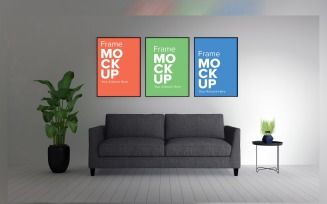 Modern Living Room With A Blank Frame Product Mockup