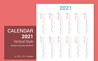 Calendar 2021 Vertical Design Planner