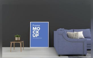 3D Rendered Interior Living Room Frame Mockup