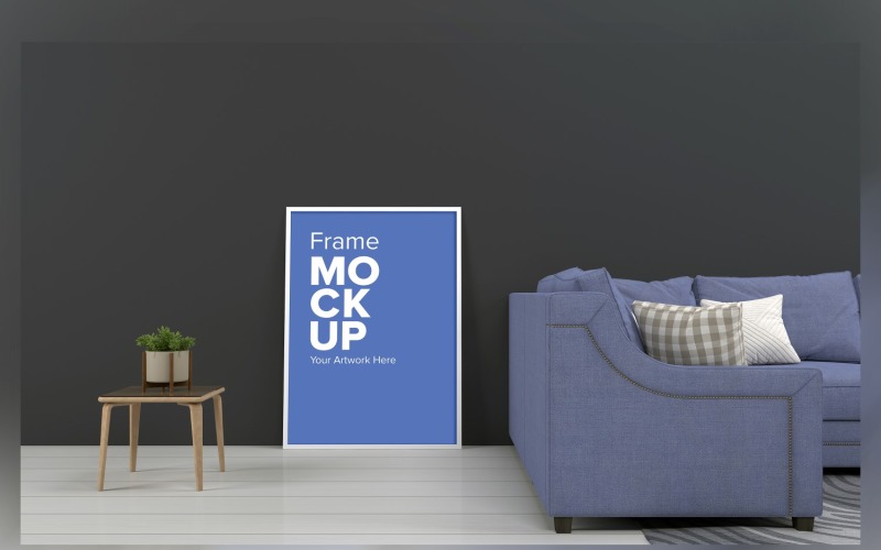 3D Rendered Interior Living Room Frame Mockup Product Mockup