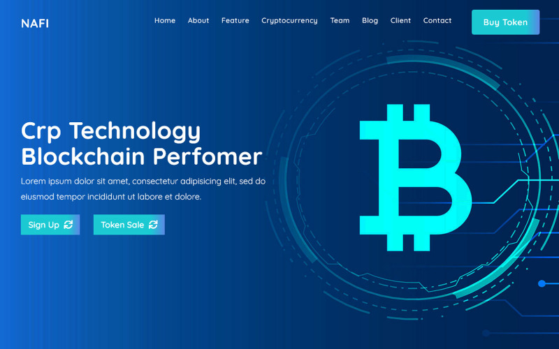 Nafi - Bitcoin & Cryptocurrency Landing Page HTML Template Landing Page Template