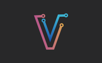 Letter V Connection Logo Template