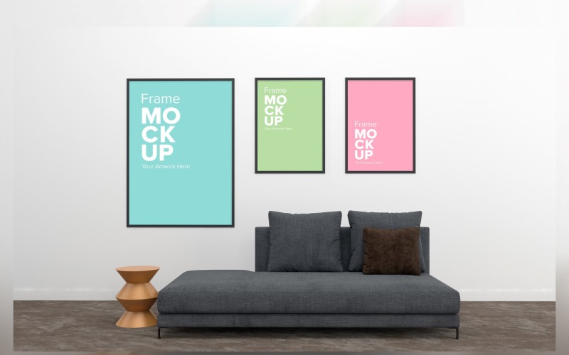 Realistic Mockup 3D Rendered Interior Of Modern Living Room Product Mockup