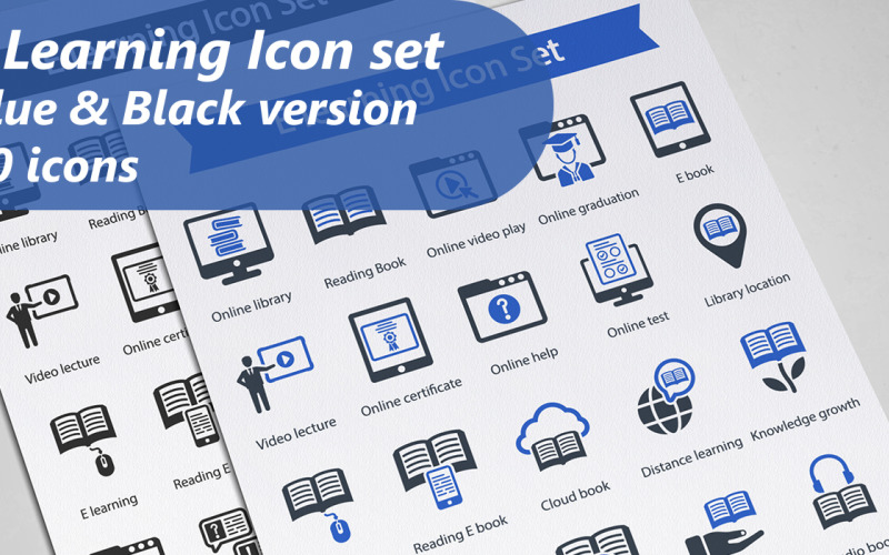 E Learning Iconset template Icon Set