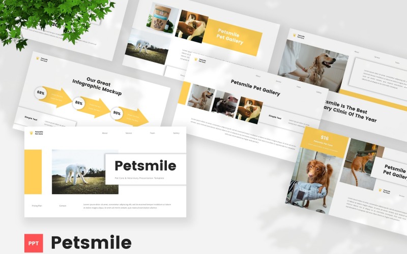 Petsmile - Pet Care & Vetenary Powerpoint Template PowerPoint Template