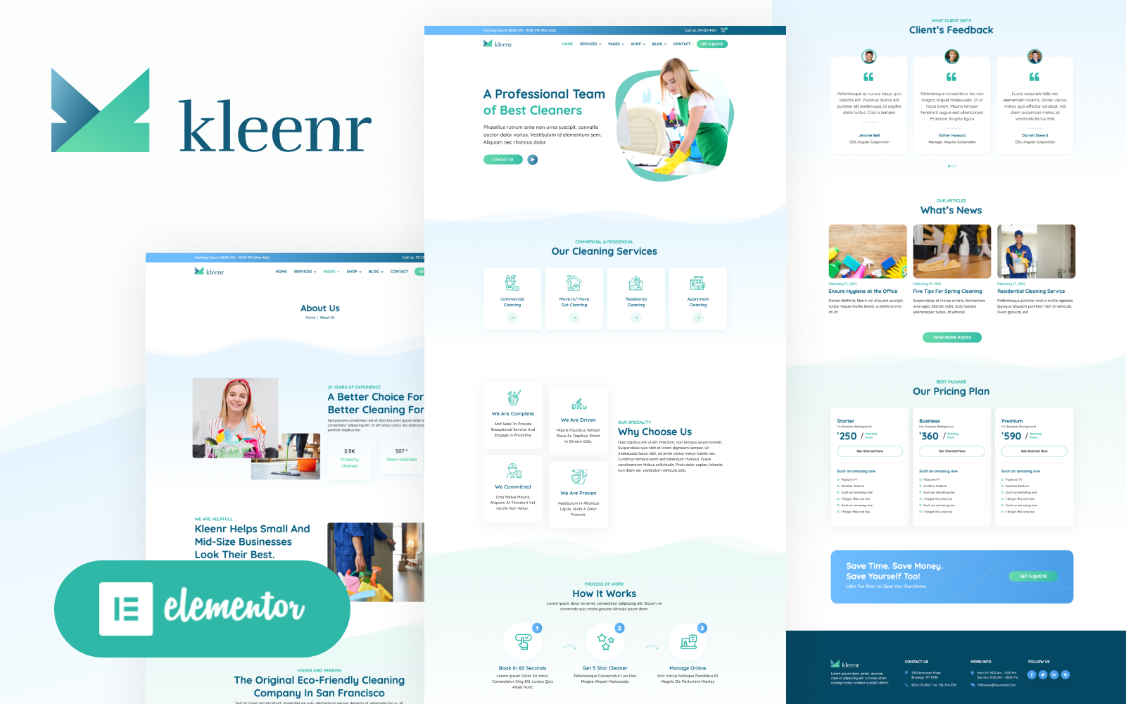 Kleenr - Cleaning Service Company Elementor WordPress Woocommerce Theme