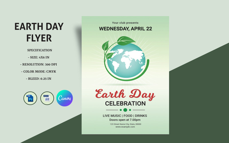 Earth Day Event Celebration Flyer Template Corporate Identity