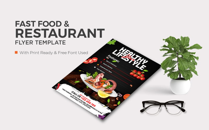 Food Flyer Template Design For Restaurant Corporate Identity