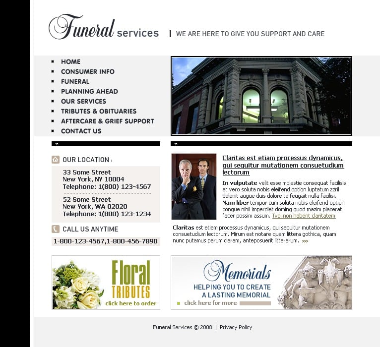 Funeral Services Website Template #17978