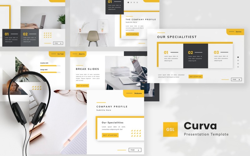 Curva - Creative Company Profile Google Slides Template