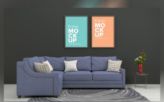 Living Room With Two Frames On The Wall Mockup