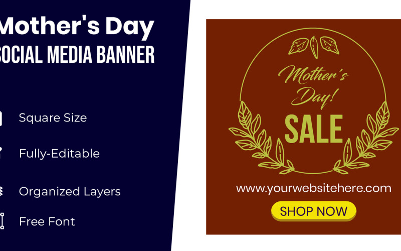 Floral Mothers Day Banner Design Corporate Identity