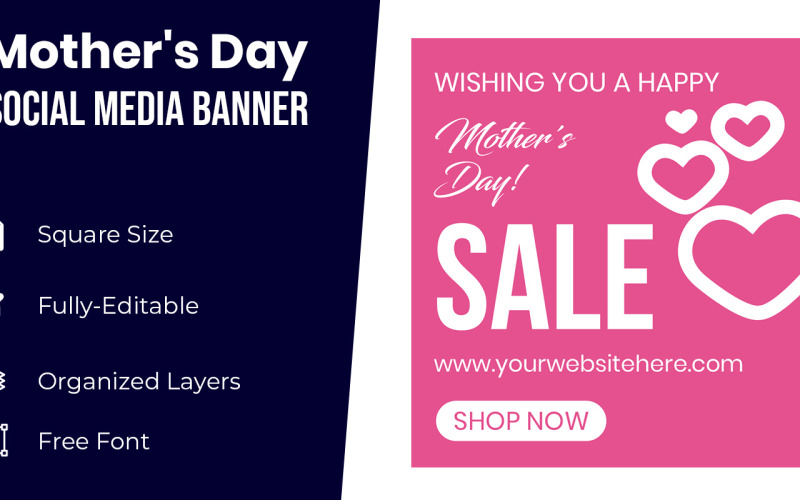 Love Shape Mothers Day Banner Design Corporate Identity