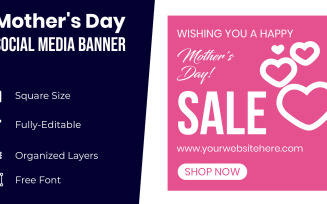 Love Shape Mothers Day Banner Design