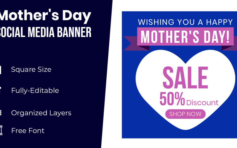 Love Shape Mothers Day Banner Corporate Identity
