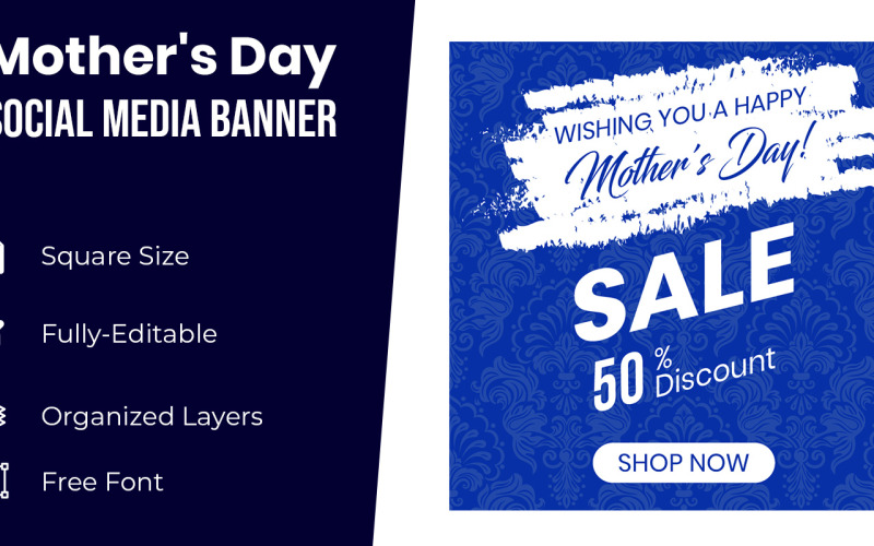 Mothers Day Abstract Brush Banner Design Corporate Identity