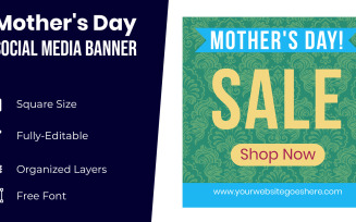 Mothers Day Banner Abstract Design Green Color