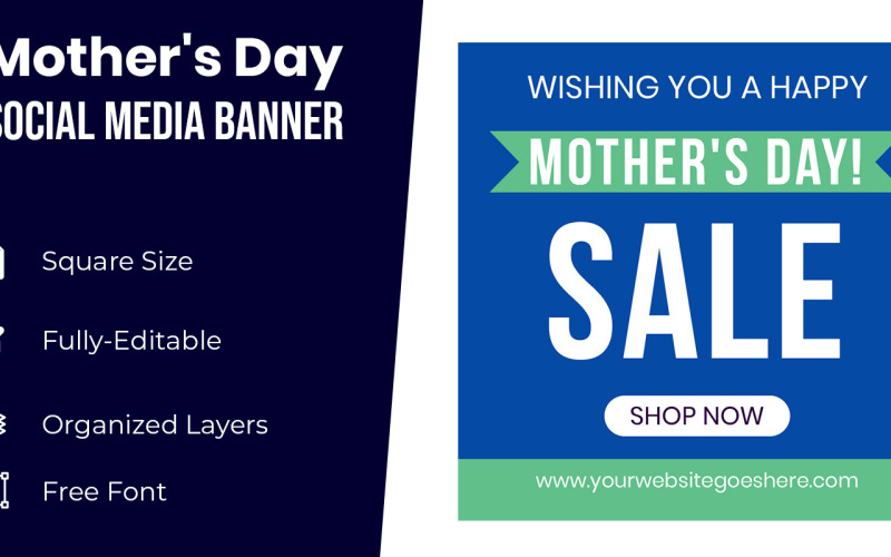 Mothers Day Blue & Green Banner Design Corporate Identity