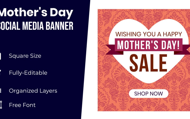 Mothers Day Love Shape Banner Design Corporate Identity