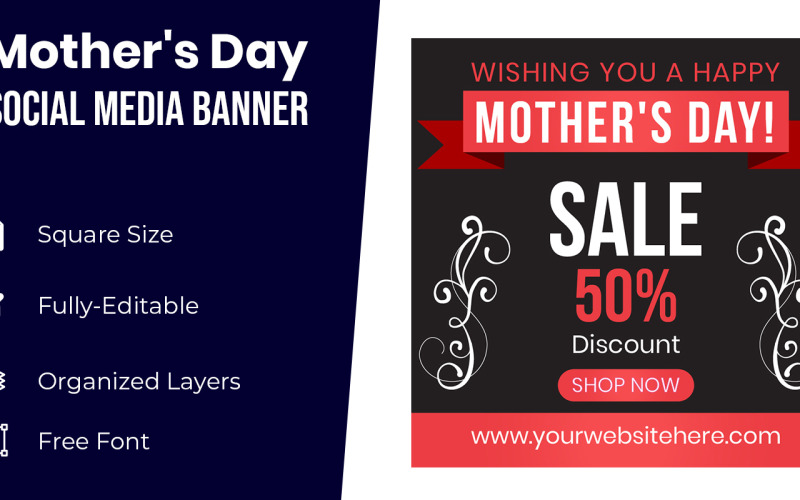 Red & Black Mothers Day Banner Design Corporate Identity