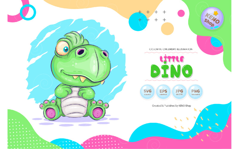 Cartoon Little Dino Vector Vector Graphic