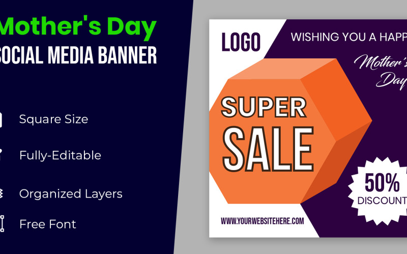 3D Shape Mothers Day Banner Design Corporate Identity