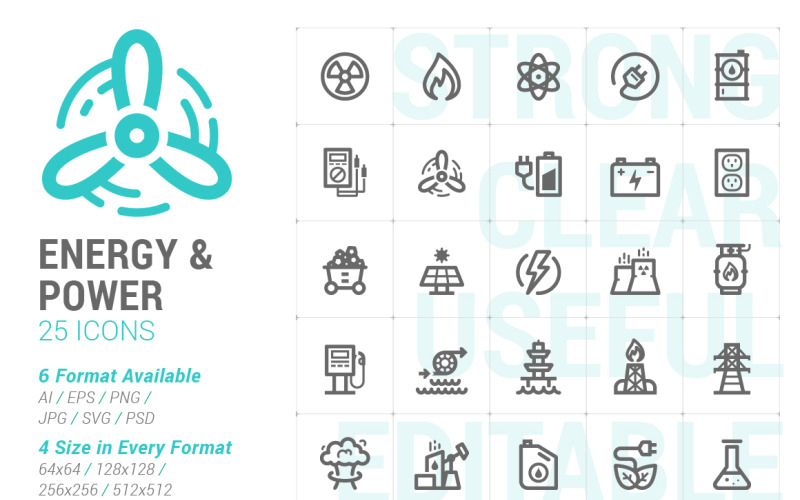 Energy & Power Mini Iconset template Icon Set