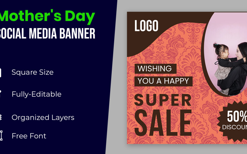 Mothers Day Brown Banner Design Corporate Identity