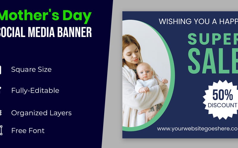 Mothers Day Social Media Sale Banner Design Corporate Identity