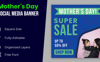 Mothers Day Super Sale Social Media Banner