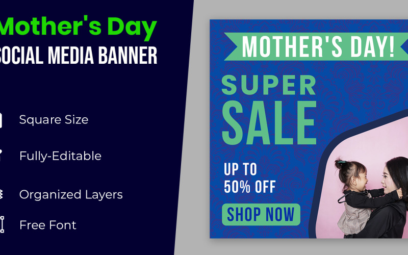 Mothers Day Super Sale Social Media Banner Corporate Identity
