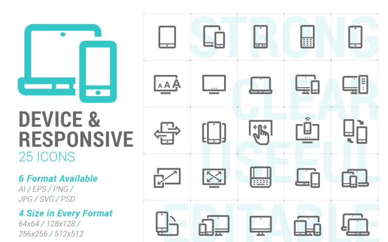 Responsive & Device Mini Iconset template Icon Set