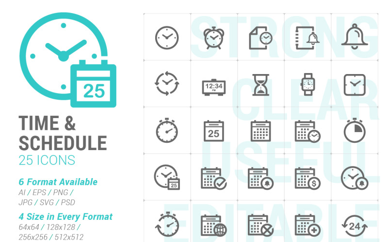 Time & Schedule Mini Iconset template Icon Set