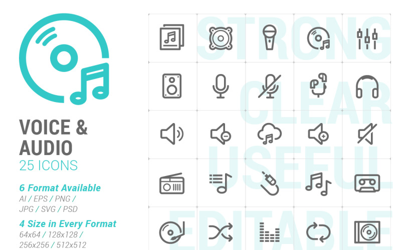 Voice & Audio Mini Iconset template Icon Set
