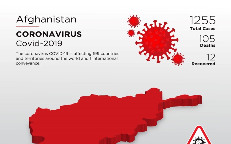 Afghanistan Affected Country 3D Map of Coronavirus Corporate identity template Corporate Identity
