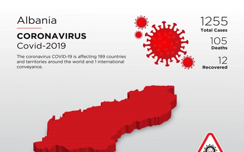Albania Affected Country 3D Map of Coronavirus Corporate identity template Corporate Identity