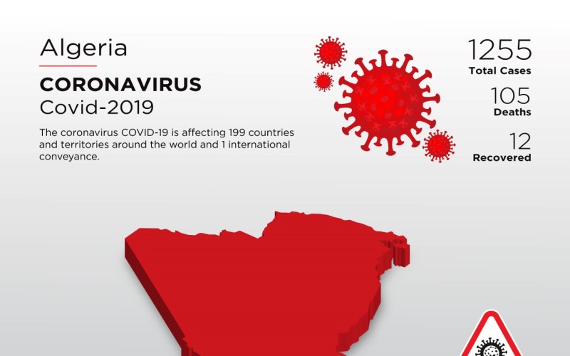 Algeria Affected Country 3D Map of Coronavirus Corporate identity template Corporate Identity