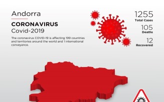Andorra Affected Country 3D Map of Coronavirus Corporate identity template