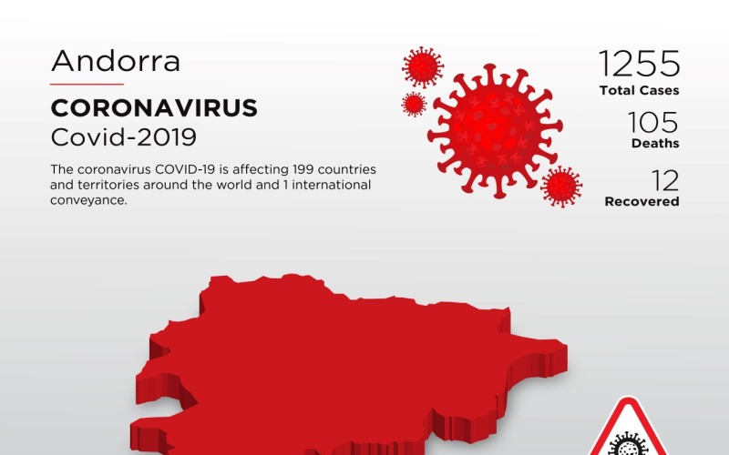 Andorra Affected Country 3D Map of Coronavirus Corporate identity template Corporate Identity