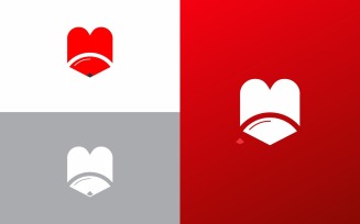 I Love Fencil Logo symbol Design Template