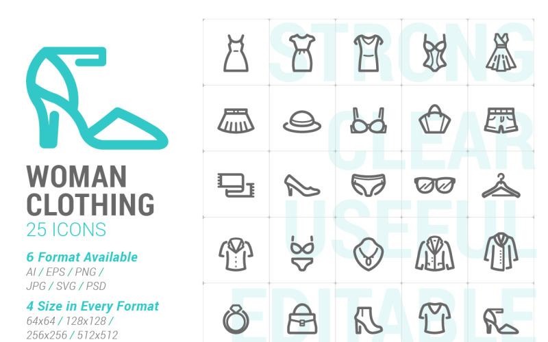 Clothing Woman Mini Iconset template Icon Set
