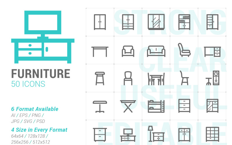 Furniture Mini Iconset template Icon Set