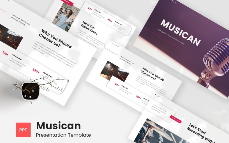 Musican - Music Organizer & Studio Powerpoint Template PowerPoint Template