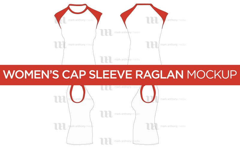 Raglan Women's Cap Sleeve/Sleeveless Shirt - Vector Mockup Template Vector Graphic