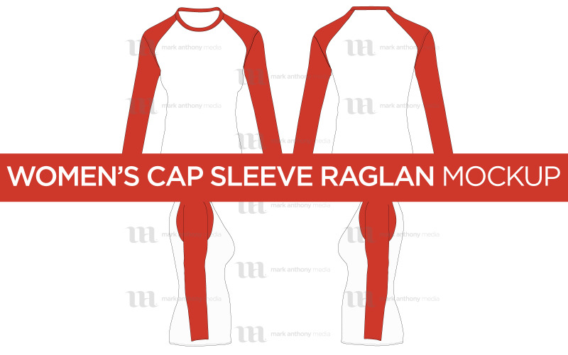 Raglan Women's Long Sleeve Shirt - Vector Mockup Template Vector Graphic