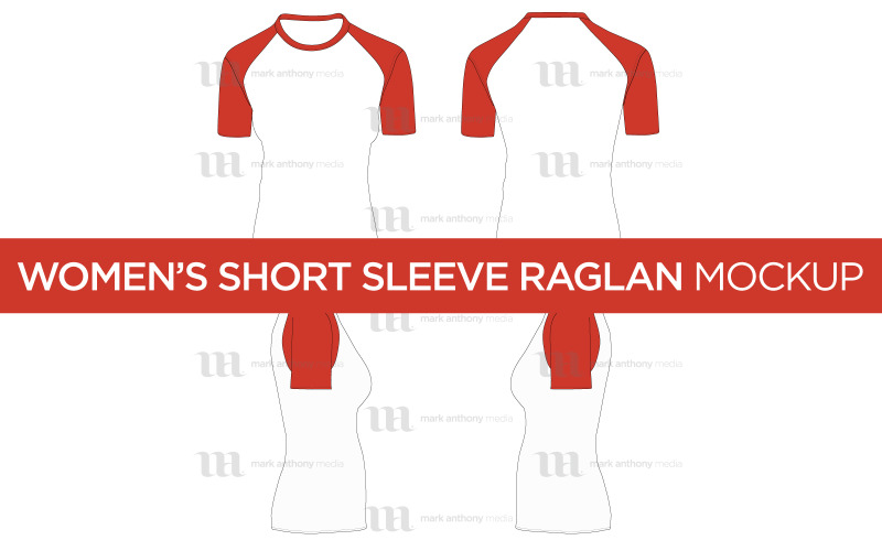 Raglan Women's Short Sleeve Shirt - Vector Mockup Template Vector Graphic