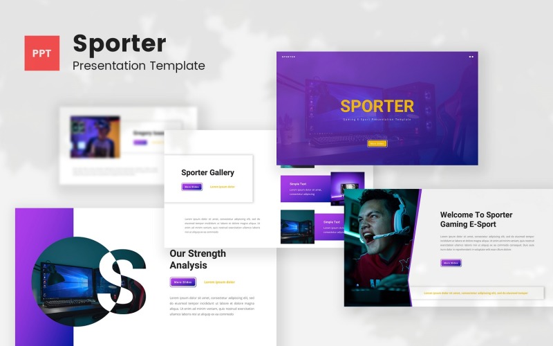 Sporter - Gaming Esport Powerpoint Template PowerPoint Template