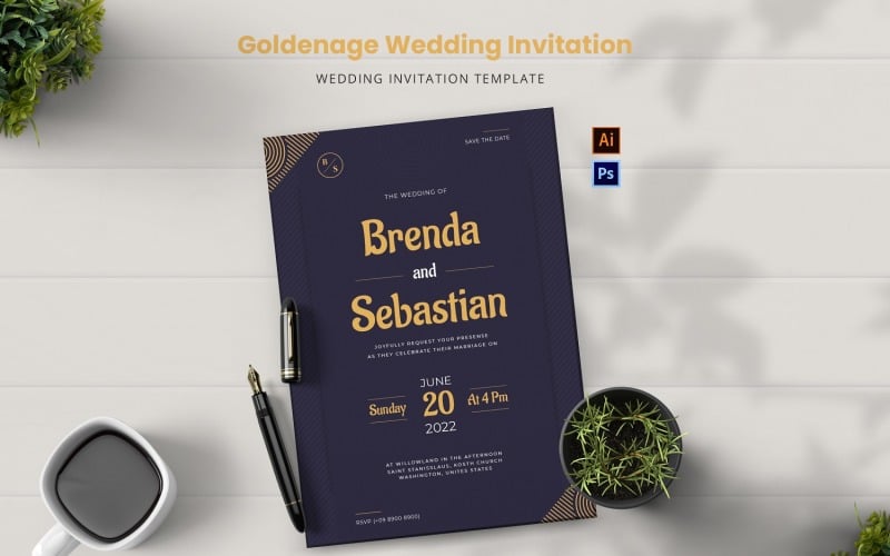Goldenage Wedding Invitation Corporate Identity